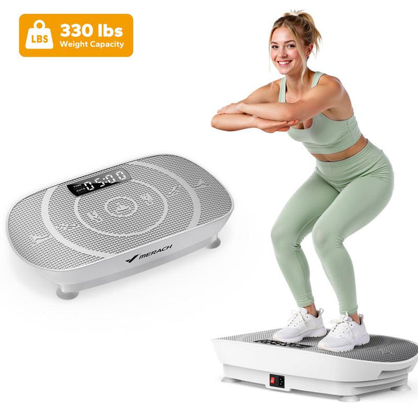 Merach Slim Vibration Plate Exercise Machine with Lymphatic Drainage - Compact Design for Whole Body Workout Fitness Equipment