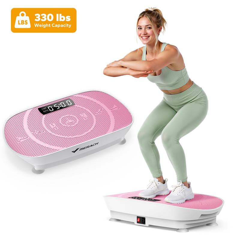 Merach Slim Vibration Plate Exercise Machine with Lymphatic Drainage - Compact Design for Whole Body Workout Fitness Equipment