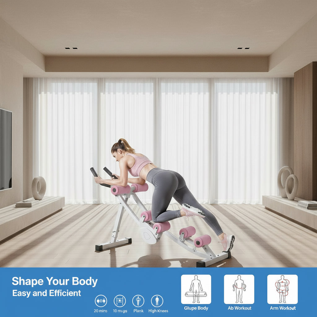 Merach Dual Track Adjustable Ab Trainer with LCD Monitor - Home Gym Core and Waist Shaper for Women, Foldable Exercise Equipment for Abs, Arms, Legs, and Buttocks