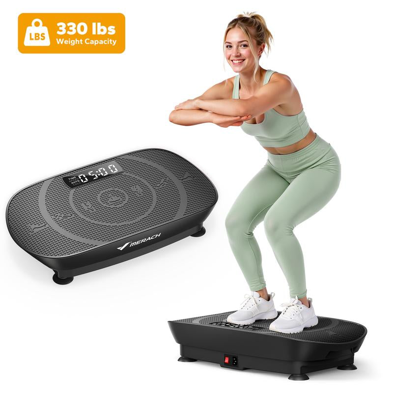 Merach Slim Vibration Plate Exercise Machine with Lymphatic Drainage - Compact Design for Whole Body Workout Fitness Equipment