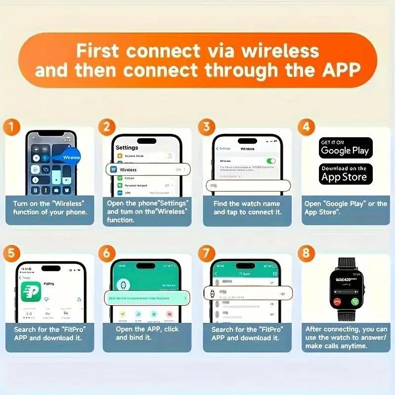 Smart Watch with Wireless Calling, Multi-Sport Modes, and Comprehensive Notification Features