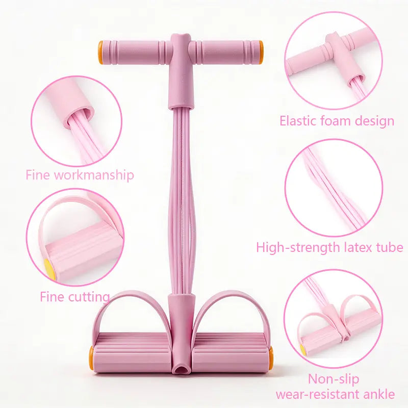 Elastic Sit-Up Resistance Band Fitness Equipment, 6-Tube Pedal System for Home Gym Yoga and Core Training