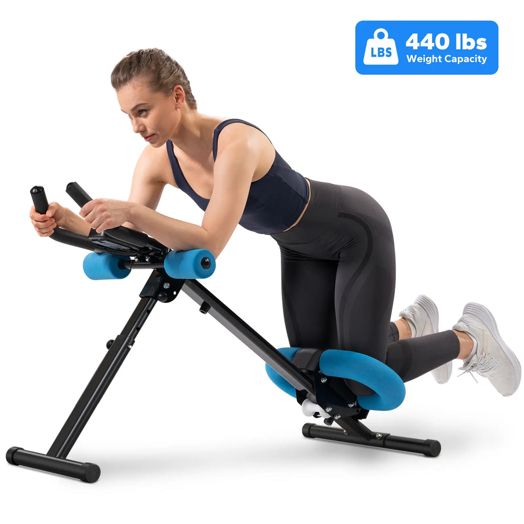 Merach Adjustable Ab Trainer Machine with LCD Monitor - Foldable Home Gym Equipment for Core, Abs, Arms, Legs, and Buttocks Shaping for Women