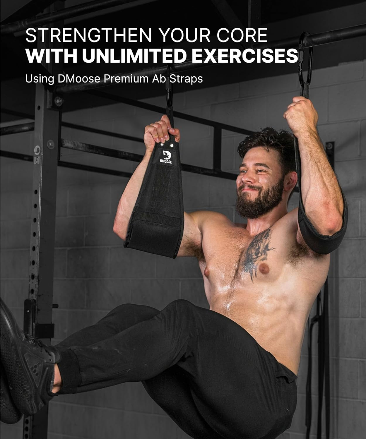 Hanging Ab Straps for Pull-Up Bars - Padded Exercise Straps for Core Strength Training and Leg Raises, Includes 2 Steel Carabiners - Ideal Abs Equipment for Home and Gym Use