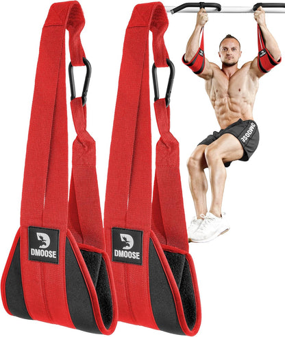 Hanging Ab Straps for Pull-Up Bars - Padded Exercise Straps for Core Strength Training and Leg Raises, Includes 2 Steel Carabiners - Ideal Abs Equipment for Home and Gym Use