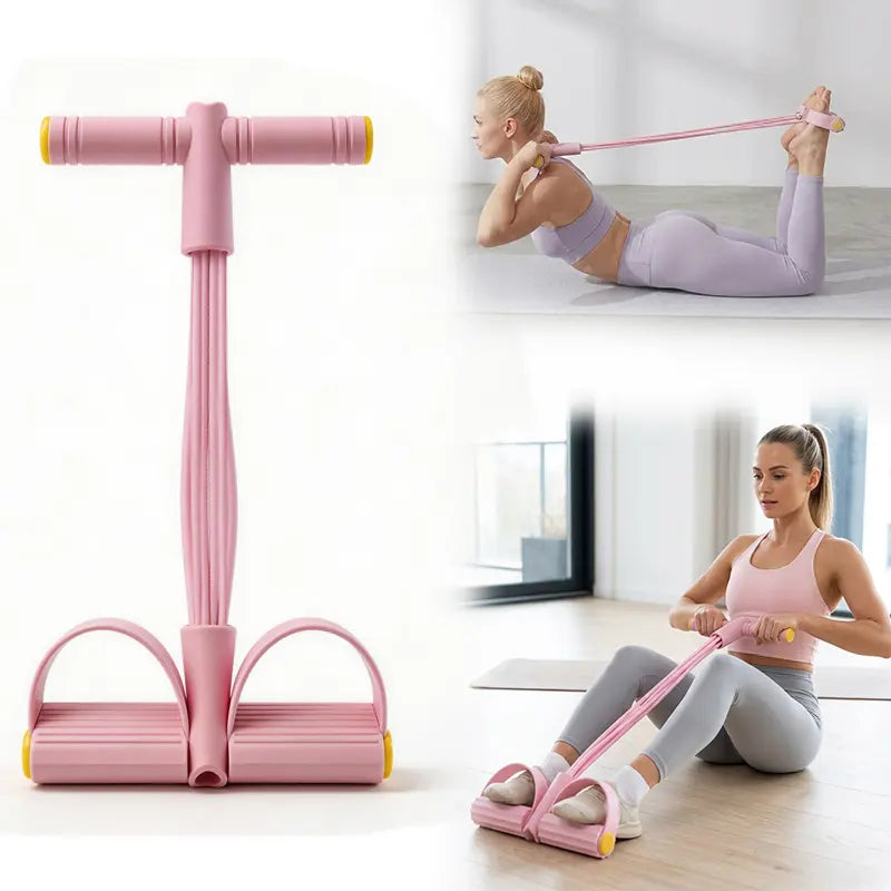 Elastic Sit-Up Resistance Band Fitness Equipment, 6-Tube Pedal System for Home Gym Yoga and Core Training