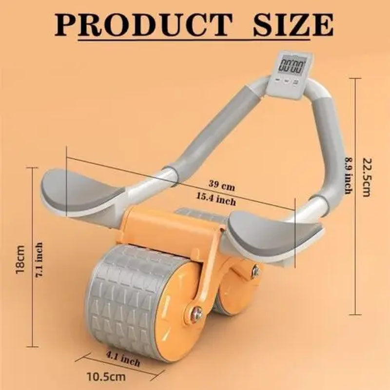 Ab Roller Wheel for Core Muscle Training with Automatic Rebound and Timer